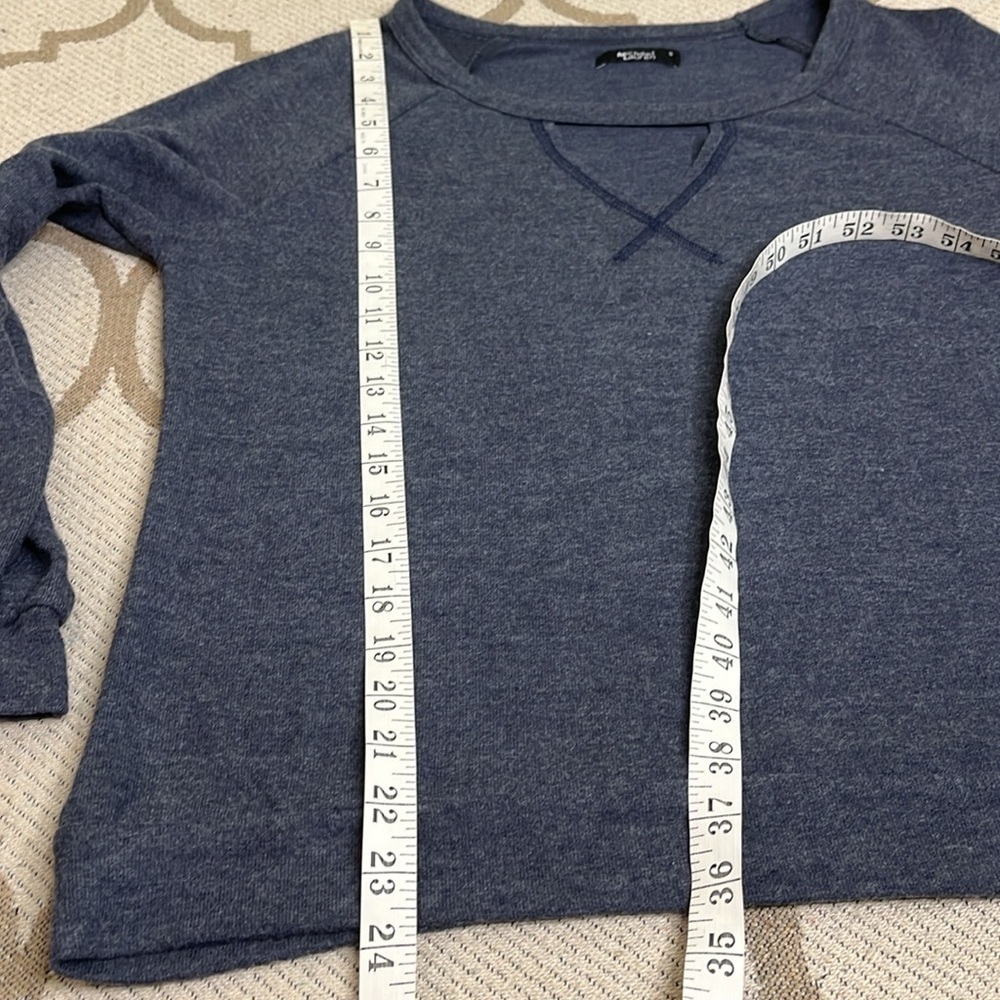 Michael Lauren keyhole open neckline Blue comfy soft long sleeve lounge Top - Picture 6 of 10